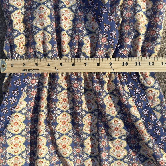 Xhilaration Dress Medium Abstract Faux Wrap Neck Babydoll Boho Cottagecore Farm - Picture 15 of 15